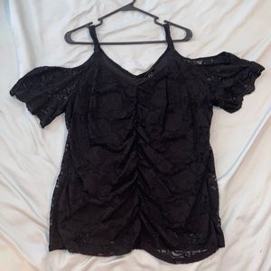 Torrid 3. Rouged black short sleeve keyhole shoulder top